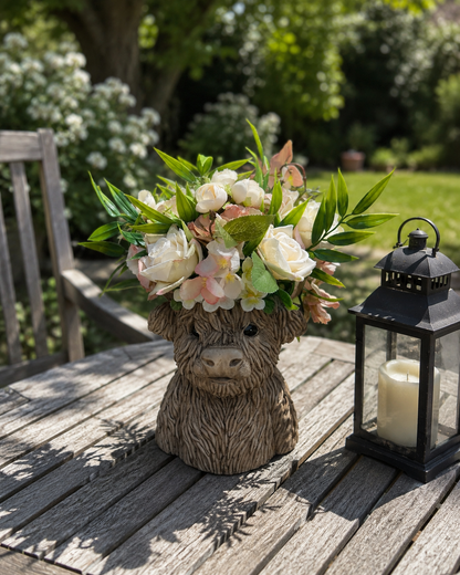 Highland Cow Resin Planter — Harriet