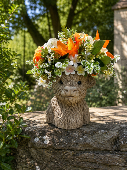 Highland Cow Resin Planter — Harriet