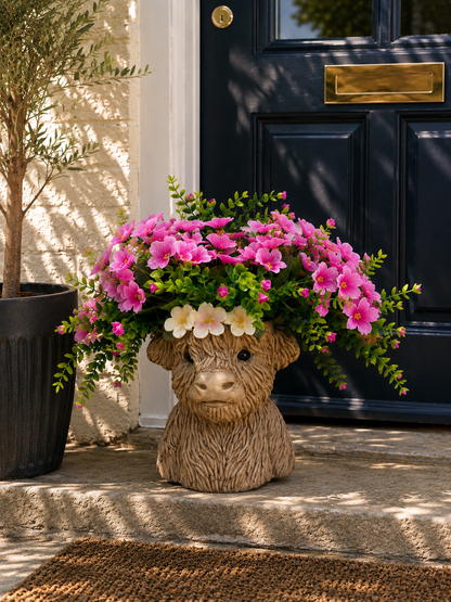 Highland Cow Resin Planter — Harriet