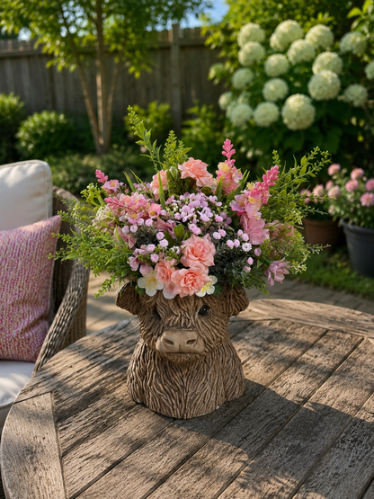 Highland Cow Resin Planter — Harriet