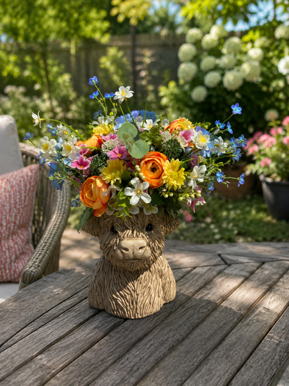 Highland Cow Resin Planter — Harriet