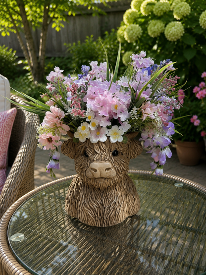Highland Cow Resin Planter — Harriet