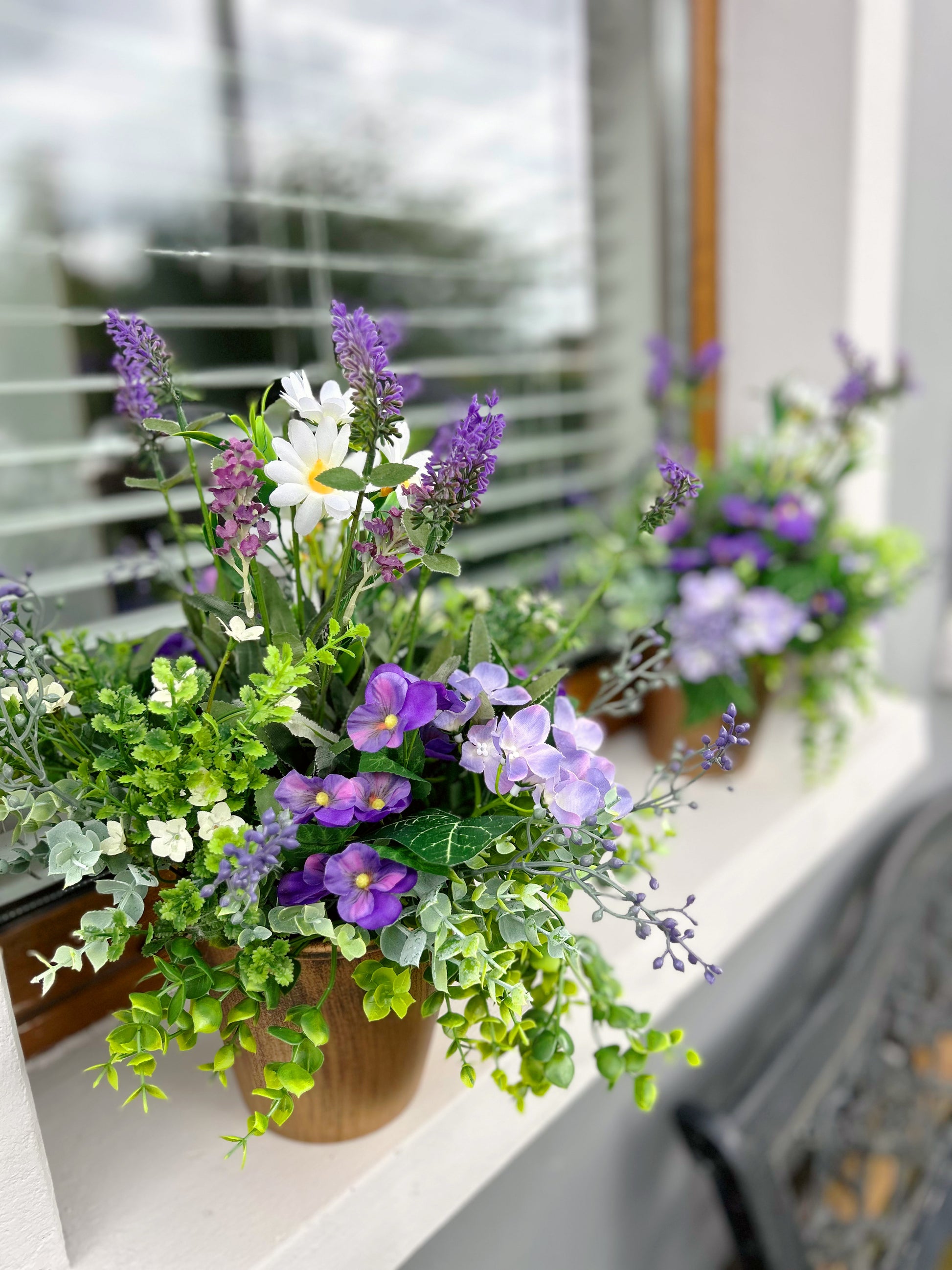 Set of Wildflower Cottage Pots on a windowsill