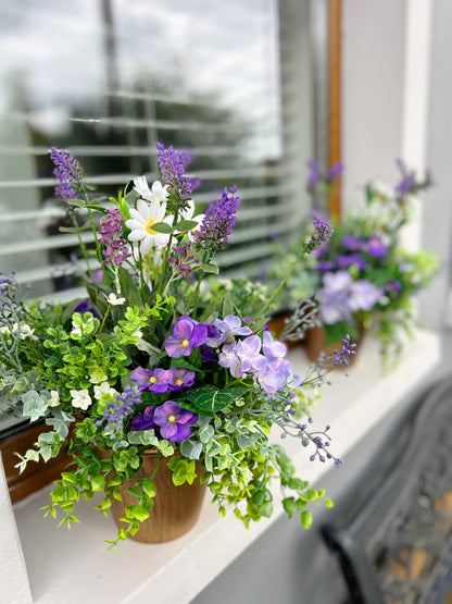 Set of Wildflower Cottage Pots on a windowsill