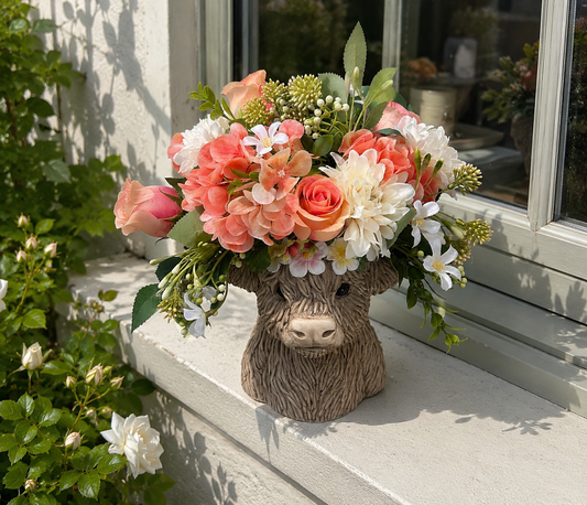 Highland Cow Resin Planter — Harriet