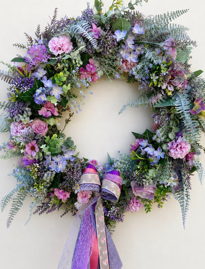 The Ambleside bespoke wreath full view on a white wall
